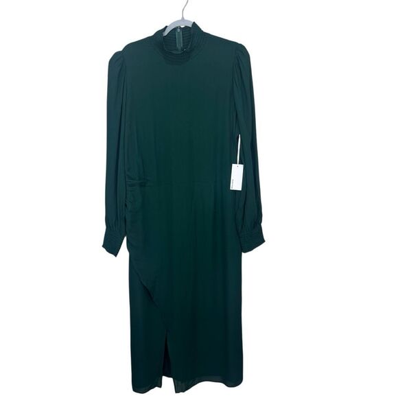 NEW Reformation Aude Long Sleeve Midi Dress Forest Green Size 18 - Picture 4 of 8